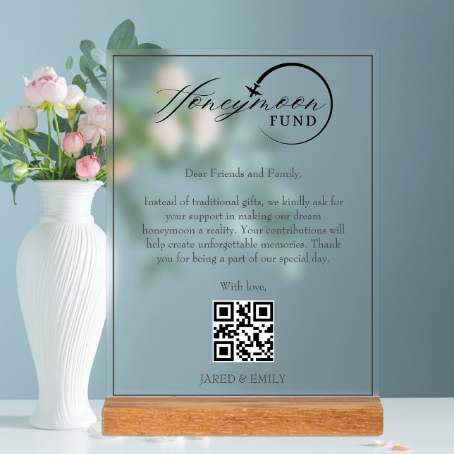 Honeymoon Fund Qr Code Travel Fund Request Acrylic Sign (Honeymoon Fund Qr Code Travel Fund Request Acrylic Sign)