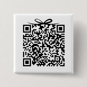 Honeymoon Fund QR Code w/bow Gift Box 2 Inch Square Button