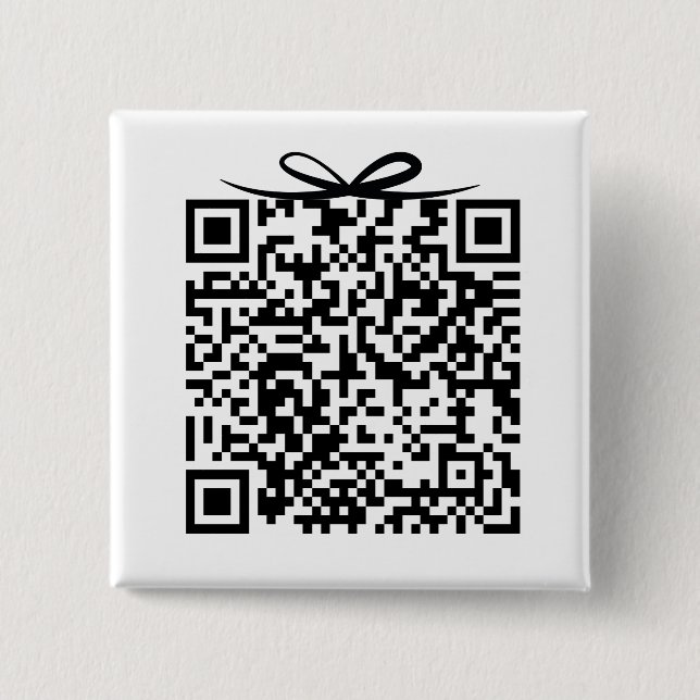 Honeymoon Fund QR Code w/bow Gift Box 2 Inch Square Button (Front)