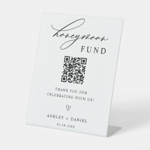 Honeymoon Fund QR Code Wedding Pedestal Sign