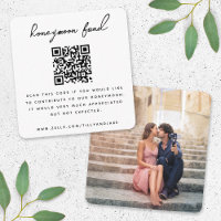 Honeymoon Fund QR Code Wedding Photo Minimal White