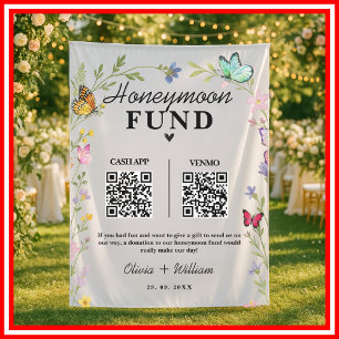 Honeymoon Fund QR Code Wildflower Boho Tapestry