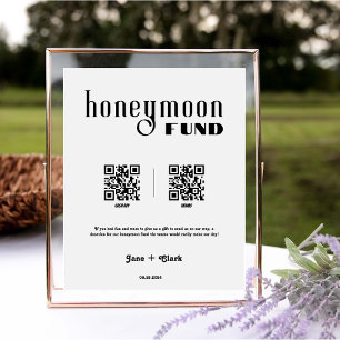 Honeymoon Fund Retro Cash QR Code Wedding Sign