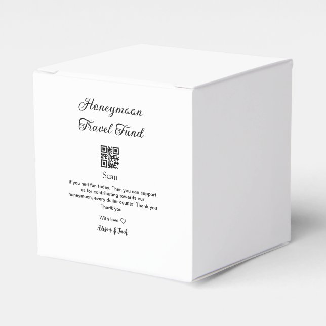 Honeymoon fund scan QR codeadd name  Favor Box (Front Side)
