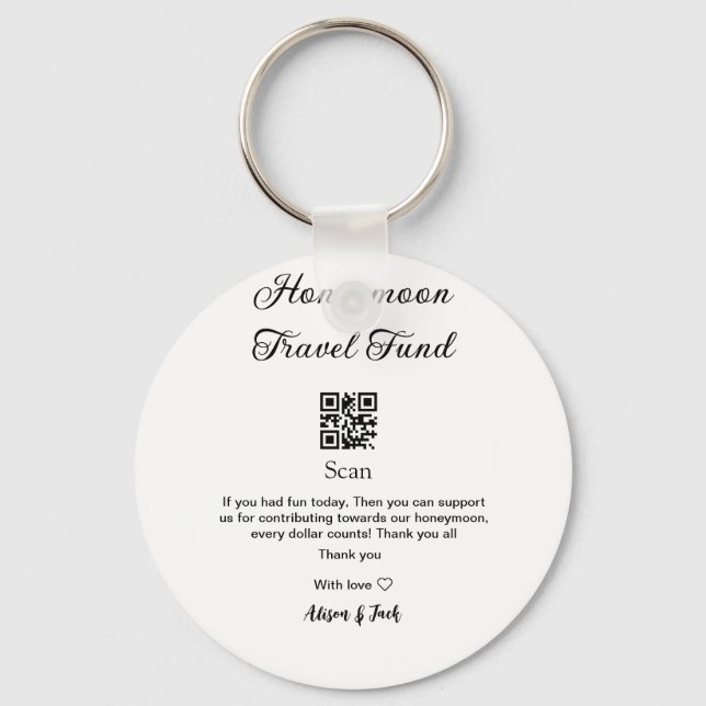 Honeymoon fund scan QR codeadd name  Keychain (Front)
