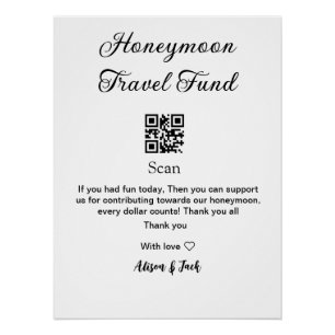 Honeymoon fund scan QR codeadd name Poster