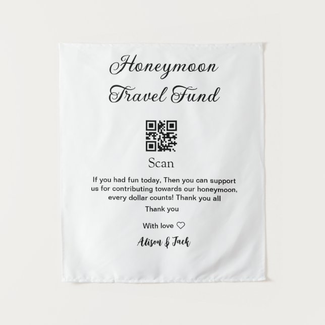 Honeymoon fund scan QR codeadd name  Tapestry (Front)
