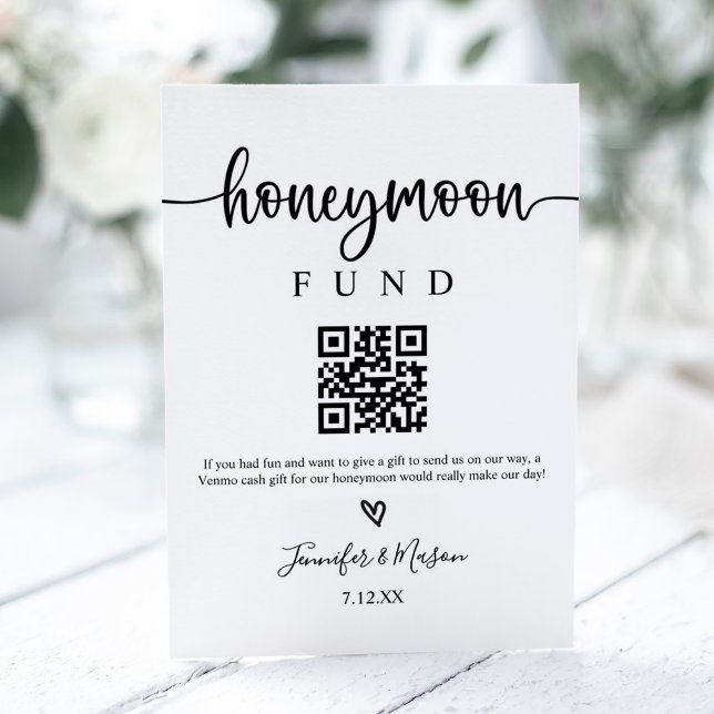 Honeymoon Fund Sign, QR Code Honeymoon Wish Pedestal Sign (Creator Uploaded)