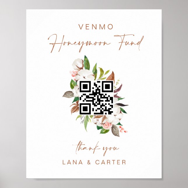 Honeymoon Fund Sign Wedding Cash Gift Table G400 (Front)