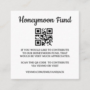 Honeymoon Fund Venmo QR code Wedding Enclosure Card