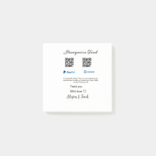 Honeymoon fund venomo paypal donation Q R couple Post-it Notes