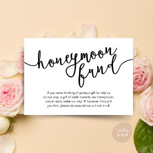 Honeymoon Fund Wish Cash, Modern Rustic Wedding Enclosure Card