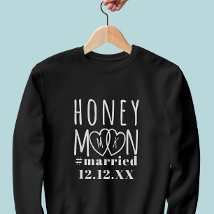 Honeymoon Heart Monogram Hashtag Married Couple's Sweatshirt