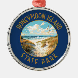 Honeymoon Island State Park Retro Distressed Metal Ornament