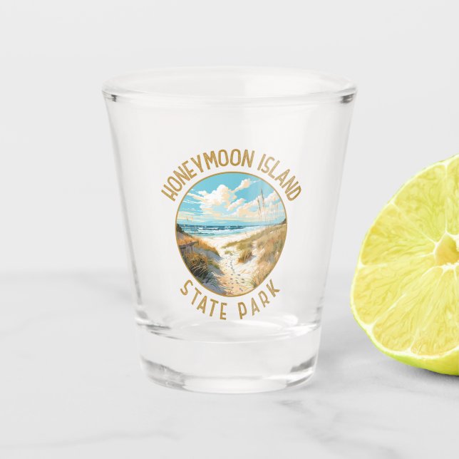 Honeymoon Island State Park Retro Distressed Shot Glass (Front)