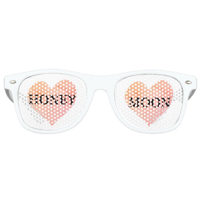 Honeymoon Pink Heart Wedding Retro Sunglasses (Front)