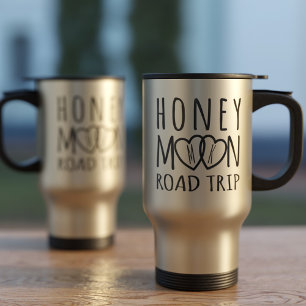 Honeymoon Road Trip Travel Mug Personalized Hearts