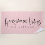 Honeymoon vibes beach towel<br><div class="desc">Honeymoon Vibes design. Watercolor effect to make your honeymoon extra special. The perfect gift wedding for you soon to be married friend or just a treat for yourself. Change the colour to suit your style. Part of a collection.</div>