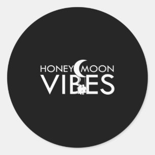 Honeymoon Vibes Bride Groom Premium Classic Round Sticker