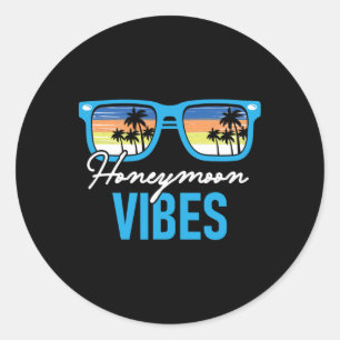 Honeymoon Vibes - Honeymooning Vacation Wedding Br Classic Round Sticker
