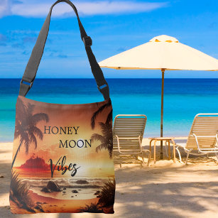Honeymoon vibes tropical sunset beach moon crossbody bag