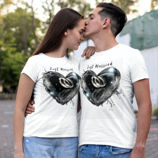 Honeymoon Wedding Rings Inside Heart Shaped T-Shirt