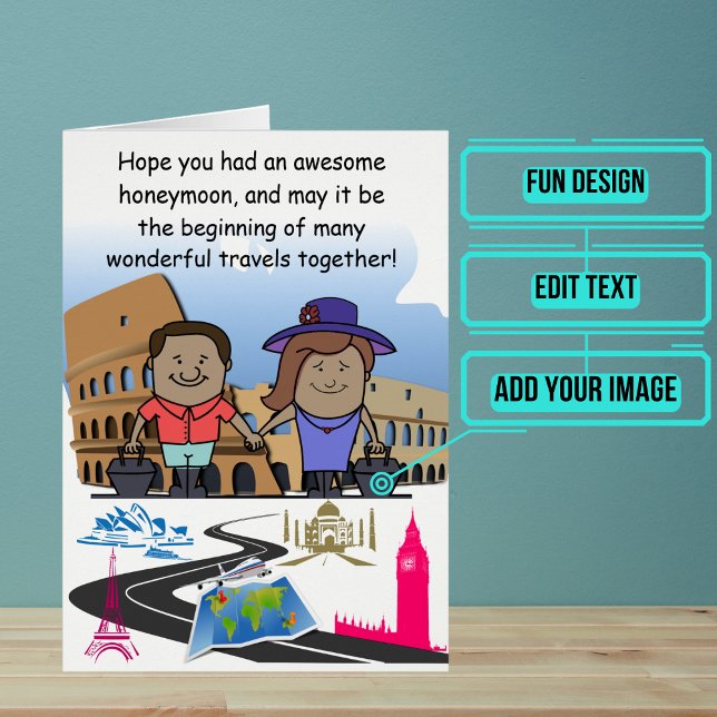 Honeymoon Welcome Back Custom Card (Send your love and congratulations with a modern and unique twist.)