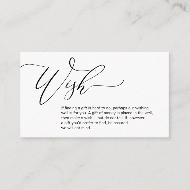 Honeymoon Wish, A note on gifts Enclosure Card (Front)