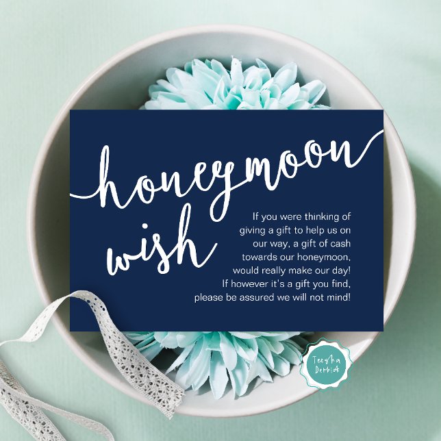 Honeymoon Wish Cash Fund, a note on gifts Enclosure Card (Honeymoon Fund Wish Cash, A note on gifts, Modern Rustic Modern Rustic Wedding Card Navy Blue)