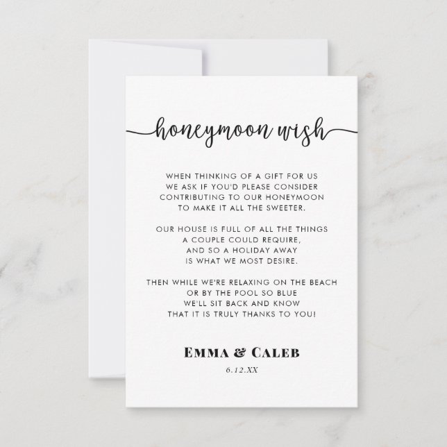 Honeymoon Wish Enclosure Card (Front)