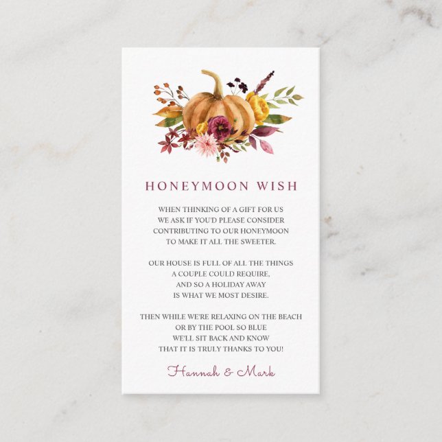 Honeymoon Wish Fund Enclosure Card (Front)