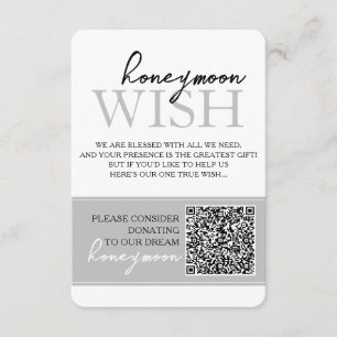 Honeymoon Wish Fund QR CODE Wedding Insert Cards