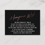 Honeymoon Wish Modern Rose Gold Handwriting Enclosure Card<br><div class="desc">These simple, distinctive card inserts were designed to match other items in a growing event suite that features a modern casual handwriting font over a plain background you can change to any colour you like. On the front side you read "Honeymoon Wish" in the featured type; on the back I've...</div>