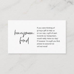 Honeymoon Wish or Fund, Modern Script Enclosure Ca