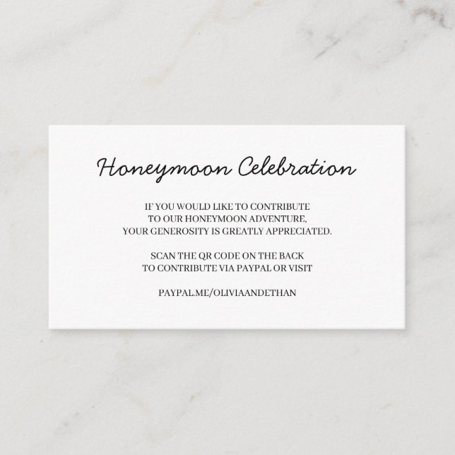 Honeymoon Wish QR Code Wedding Card (Front)