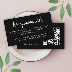 Honeymoon Wish   QR Code Wedding Registry Black En Enclosure Card