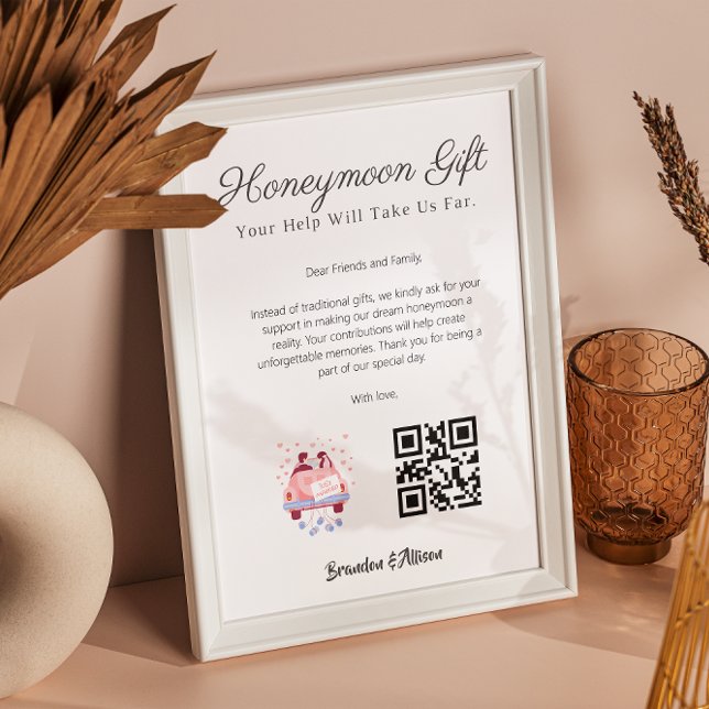 Honeymoon Wish Travel Fund Request Gift Qr Code Poster (Honeymoon Wish Travel Fund Request Gift Qr Code Poster)