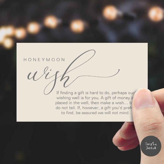 Honeymoon Wish Wishing Well, Fund, A Note On Gifts Enclosure Card (Honeymoon Fund Wishing Well, Wish, A Note On Gifts Enclosure Card in Cream Grey)