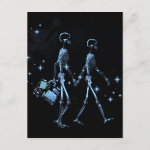 Honeymoon X-Ray Skeleton Newlyweds - Blue Postcard