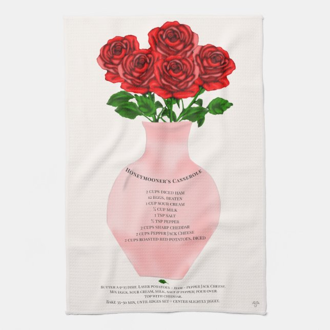 Honeymooner's Casserole Romantic Recipe Towel (Vertical)