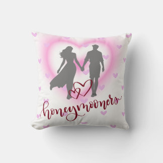 Honeymooners Throw Pillow, New weds throw pillow