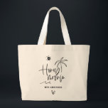 Honeymoonin palm tree wedding gift beach large tote bag<br><div class="desc">Modern,  hand lettered script calligraphy to let everyone know this isn't just a holiday. This is your honeymoon. Part of a collection. Change the colour to customize.</div>