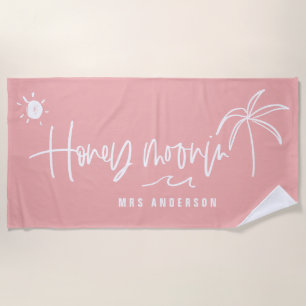 Honeymoonin' palm tree wedding gift beach towel