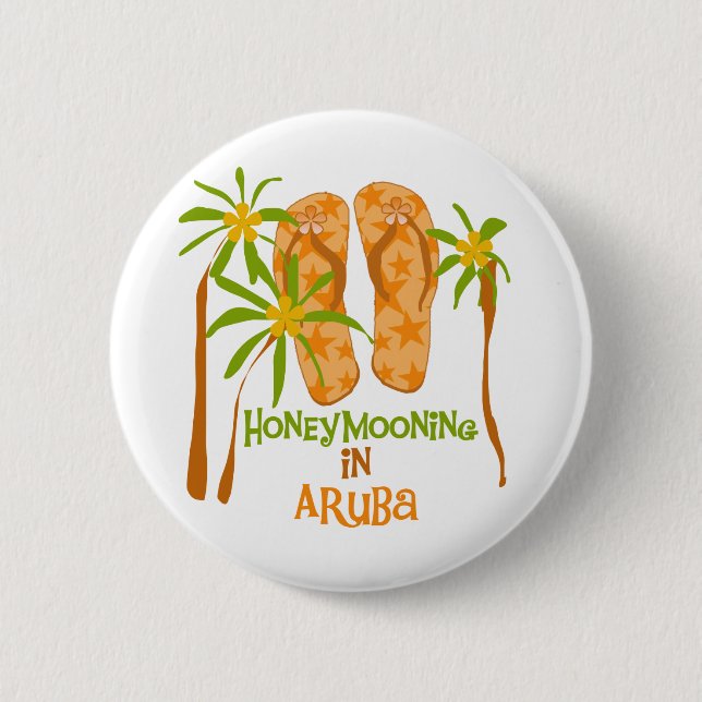 Honeymooning in Aruba 2 Inch Round Button (Front)