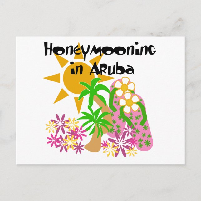 Honeymooning in Aruba Postcard (Front)