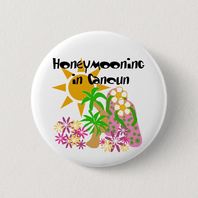 Honeymooning in Cancun 2 Inch Round Button (Front)