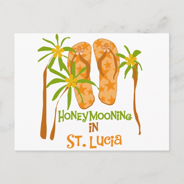 Honeymooning in St. Lucia Postcard (Front)