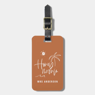 Honeymooning palm tree wedding gift beach modern l luggage tag