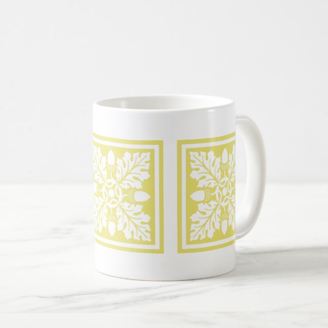 Honeysuckle Acorn and Leaf Tile Design Coffee Mug (Front Right)