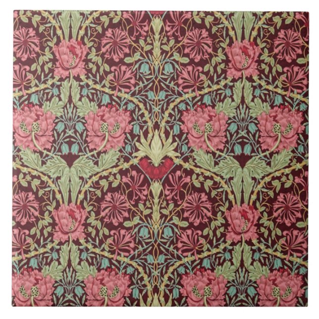 Honeysuckle and Tulips by William Morris 1876 Tile (Front)